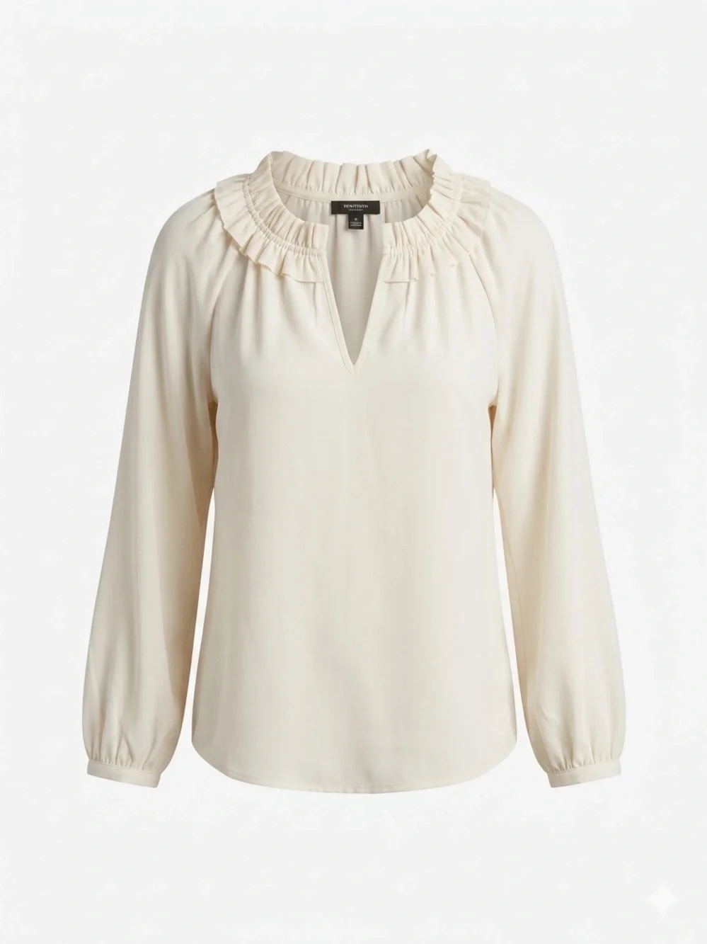 J. Crew Cream Ruffled V-Neck Blouse